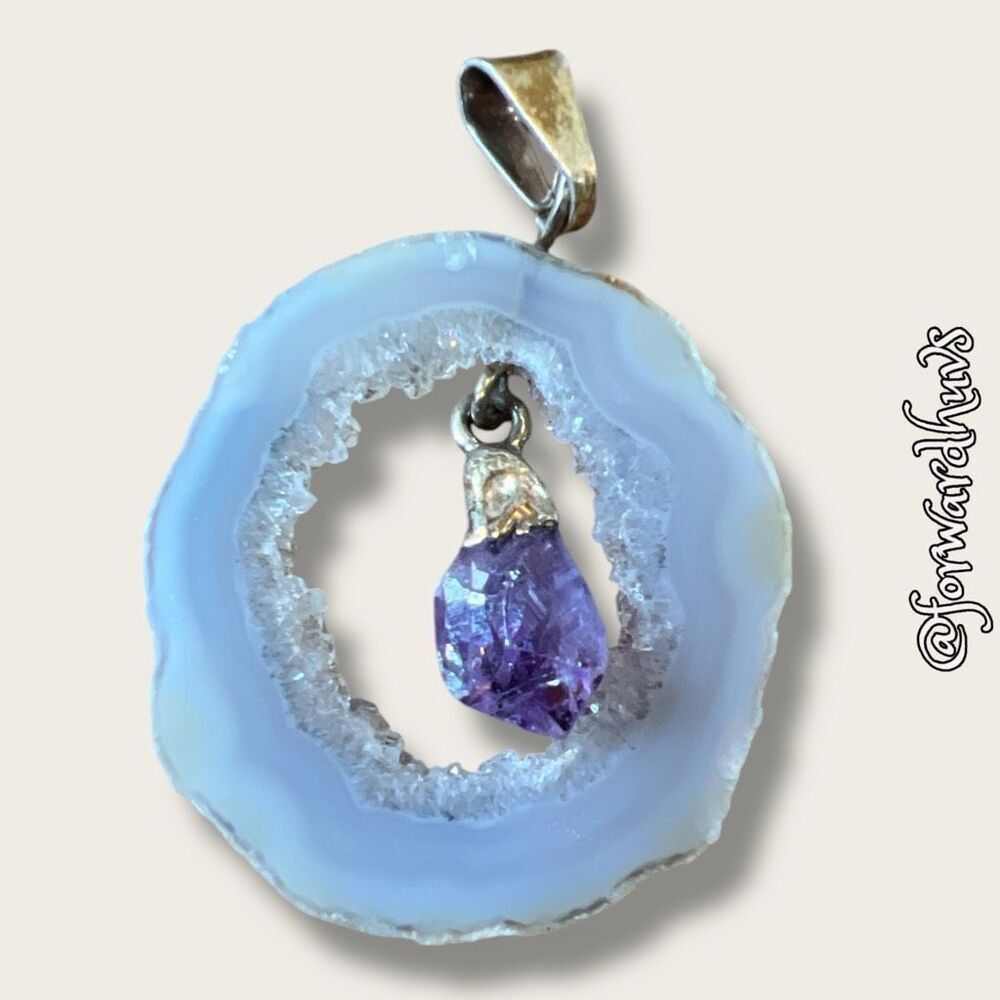 Crystal and Amethyst Pendant without Chain - Picture 4 of 8